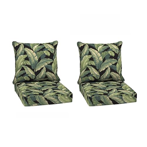 Image of Arden Deep Seat Outdoor Chair Cushion Set (2-Pack), 24 in x 24 in, Weather-Proof, Rain-Proof, Fade Resistant Patio Cushion Set for Chair, Sofa, and Couch Onyx Cebu