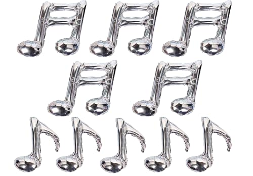 Image of 10PCS Music Note Balloons Silver Aluminum Birthday Party Balloon Music Themed Party Supplies Baby Shower Party Wedding Decorations