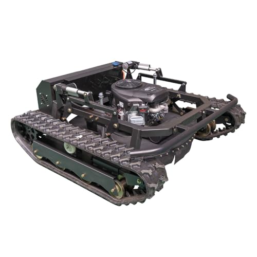 Remote-Controlled Tracked Robotic Lawnmower, Equipped with a 27hp High-Power Twin-Cylinder Engine and 48V Brushless Motor, All-Terrain Lawnmower, Climbing 65° Slope, Mowing Width 35.43 Inches