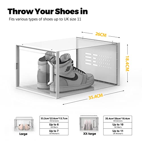 See Spring Xx-Large 12 Pack Shoe Storage Box, Clear Plastic Stackable Shoe Organizer For Closet, Space Saving Sneaker Shoe Rack Containers Bins Holders Fit Up To Size 13 (Clear) #TOP3