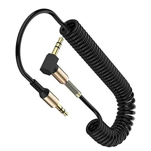 ZENIFY Black Male to Male Audio AUX spiral spring Cable aux cable 3.5mm audio Elbow L Shape Stretchable jack Telescopic 90 Degree Right Angle Steel Spring cord for car Headphones speaker Stereo (B0D9DRYBST) Amazon Price History, Amazon Price Tracker