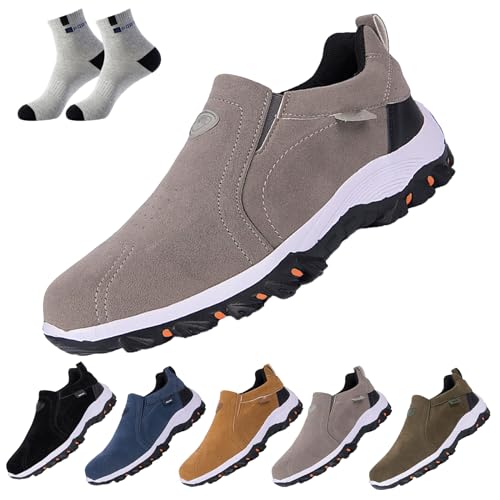 Scarpe da Passeggio Ortopediche da Uomo, Scarpe Ortopediche Comode con Supporto per L'Arco Plantare, Scarpe Slip on Imbottite (45,Grigio)