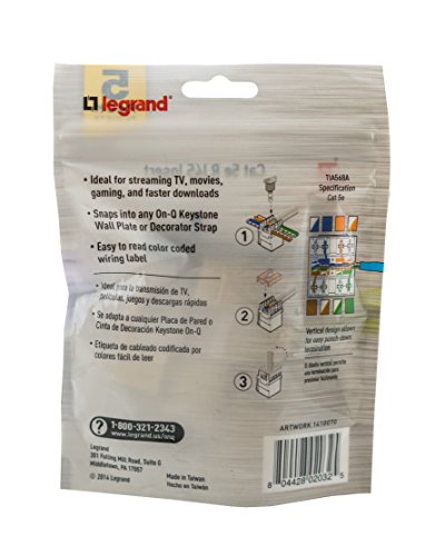 Legrand, Home Office & Theater, Phone Jack, Light Almond, Rj45, 5 Pack, F3450Lav5 #TOP3