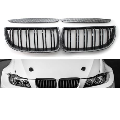 Rejilla frontal de fibra carbono BMW E90 328i 330i 335i pre-facelift negro brillante 2
