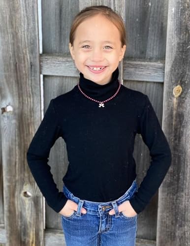 Image of Arshiner Girls Turtleneck Sweater Kids Casual Long Sleeve Knit Pullover Tops
