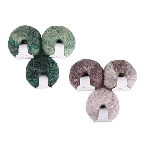 30 Grams Roll Soft Angora Mohair Yarn Wool Knitting Yarn Warm Long Wool Fiber Wool for Clothes Scarves Sweater Shawl Hats and Craft Projects Crochet DIY Tool - 6 Bundles