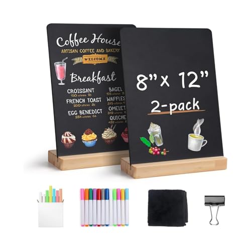 Oxxggkao Elegante tablero de mensajes con función de borrado suave, pizarra pequeña que mejora la decoración del hogar o la escuela, pizarra pequeña decorativa moderna con soporte de madera, juego de