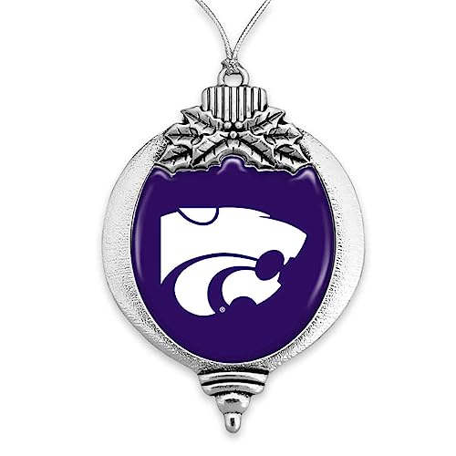Kansas State Wildcats Bulb with Team Logo Silver Metal Christmas Ornament Gift Tree Decoration