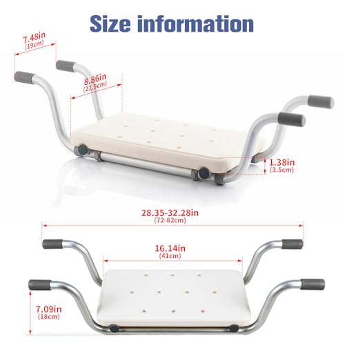 Badewannensitz Verstellbarer für Senioren - rutschfest Duschsitz Duschbank für Badewanne, Badewannenbrett mit Verstellbaren Breiten, Badebrett Badewanne für Senioren, Schwangere, Kinder