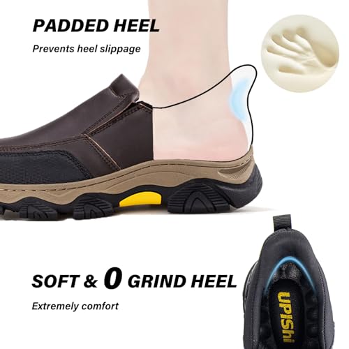 Image of UPIShi Men's Slip On Hands Free Waterproof Work Loafers Leather Walking Slip-Ins Casual Outdoor Office Business Cushioning Shoes