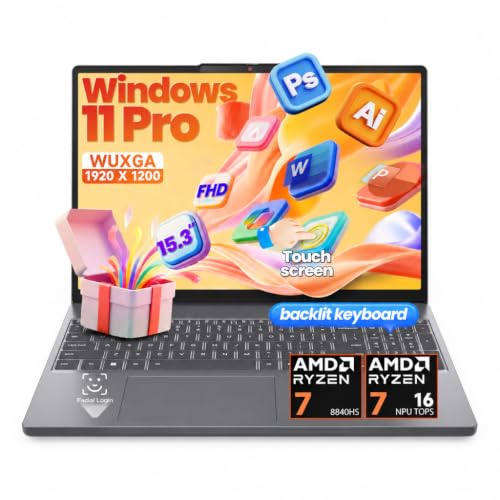 Image of Lenovo 15 Inch Touchscreen Laptop AMD Ryzen 7 8840HS 24GB DDR5 5600MHz 1TB