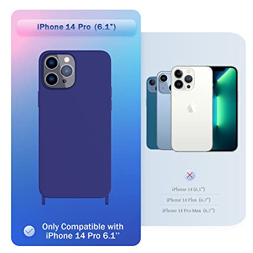 Image of Compatible with iPhone 14 Pro Case with Lanyard Crossbody iPhone Case with Strap Adjustable Shockproof Drop Protection Silicone Phone Cover for iPhone 14 Pro 6.1'' Klein Blue