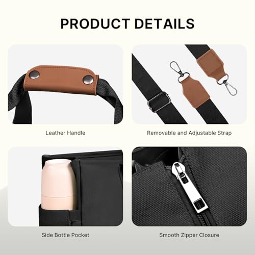 Canvas Tote Bag for Women with Zipper Pockets and Compartments Top Handle Crossbody Shoulder Handbags Satchel Bags for Women4