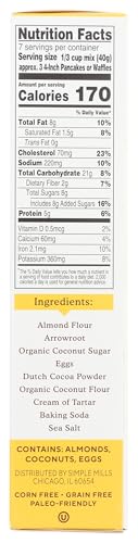 Image of Simple Mills Cocoa Pancake and Waffle Mix, Just add Water, Gluten Free, Paleo Friendly, Breakfast, 10 oz (1 pack)