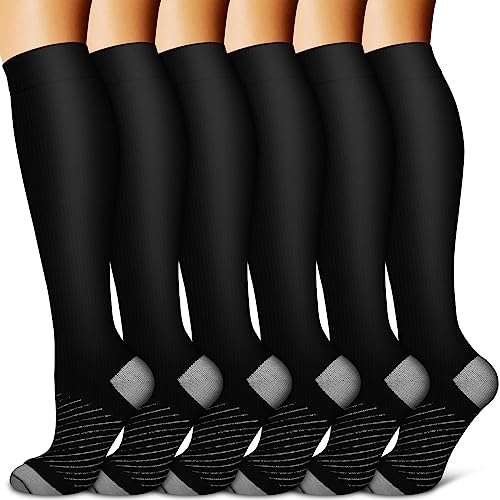 Image of Copper Compression Socks for Women & Men (6 pairs) - Best Support for Nurses, Running, Hiking, Recovery