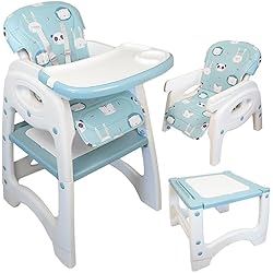 Trona Escritorio Jane Olmitos – Trona Pupitre Multifunción evolutiva 5 en 1: Escritorio, Silla, Trona, Mesa para Bloques y Tablet – Reclinable cinturón 5 puntos – Rígida y segura de 6 meses a 6 años… (Forest)