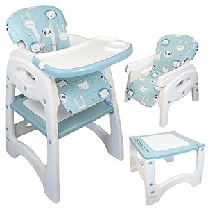 Olmitos – Trona Pupitre Multifunción evolutiva 5 en 1: Escritorio, Silla, Trona, Mesa para Bloques y Tablet – Reclinable cinturón 5 puntos – Rígida y segura de 6 meses a 6 años… (Forest)