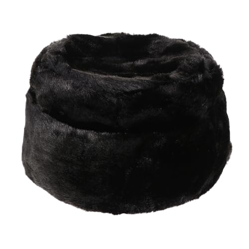 LIFKOME Autumn Winter Women Hat Faux Fur Plush Elderly Cap Warm and Stylish Thicken Cotton Hat Black