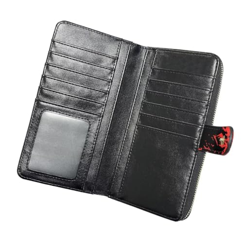 Image of COEQINE Ladies Wallets Pink Leopard Heart Black Printed Leather Phone Long Clutch Purses Check Coin Change Holder