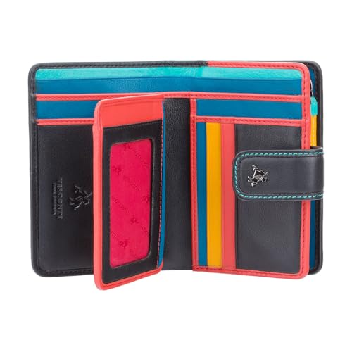 Visconti CHL71 Women's Secure RFID Blocking Leather Bifold Clutch Wallet Purse - Black Multi2