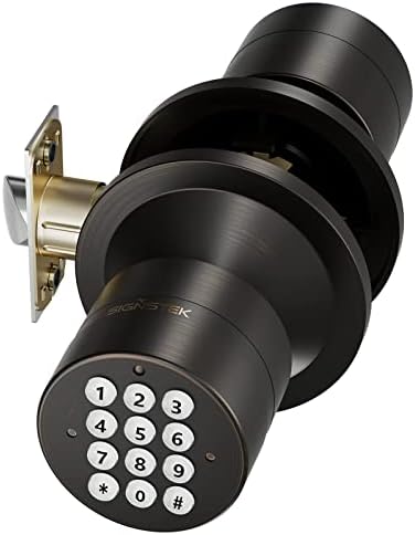 Signstek Keyless Entry Door Lock, Door Knob with Keypad, Smart Code Door Lock, Mute Mode, Passage Function, Easy to Install, Oil Rubbed Bronze