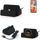 Pour Samsung Galaxy A11: HAUTE QUALITÉ ET ÉLÉGANT: La station d'accueil de haute qualité est faite de plastique noir. Il semble donc très élégant et élégant. Grâce au plancher caoutchouté, la station de chargement de la table ne glisse pas.