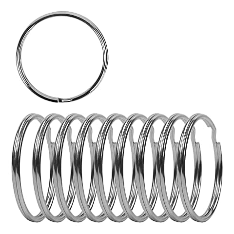 2 Inch Flat Key Rings - Large Split Key Rings - Silver Steel Round Edged Circular Keychain Ring Clips - Sturdy Key Chain Ring Connector (Pack of 10) Cover