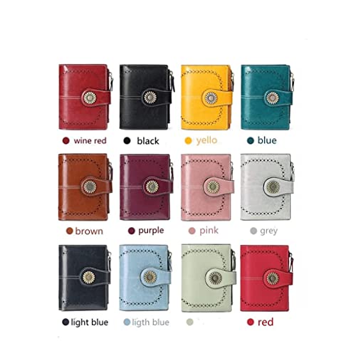 Wallet Women's Leather Wallet Fashion Short Student Card Holder Multifunction Business Coins Pocket Mini Coin Purses Tear-Resistant,Pink,10x12.5cm2