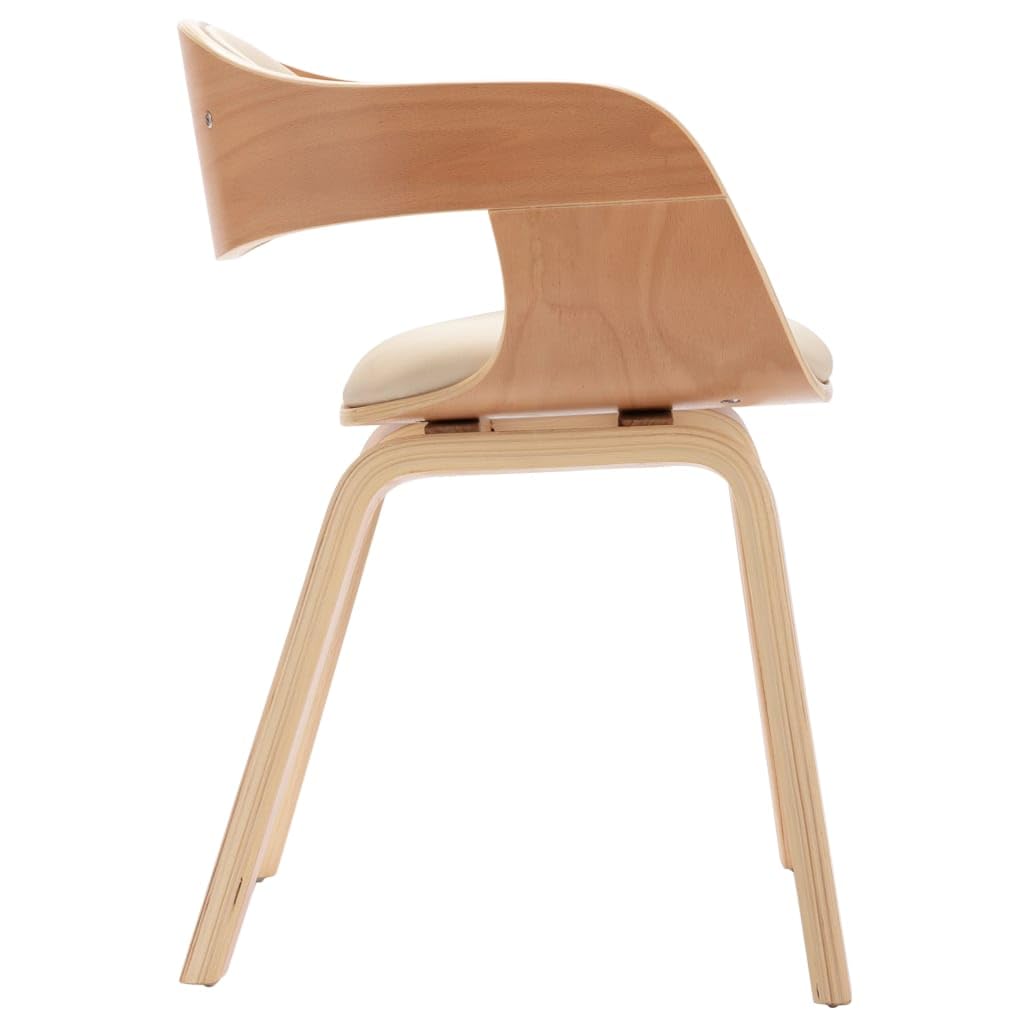 Zestaw 4 krzeseł do jadalni z tapicerką ze sztucznej skóry i zakrzywioną konstrukcją drewnianą, ergonomiczną konstrukcją i wyściółką dla maksymalnego komfortu i stylu