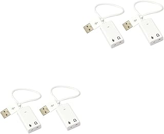 Hemobllo 4 pcs USB sound card 7.1 external sound card for laptop USB sound card adapter Free Drive Sound Card Sound for Computer Practical Sound Card notebook with line white
