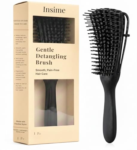 Image of INSIME Detangler hair brush for curly hair comb for Women Men & Kids | Comb for curly wavy hair Pain Free hair detangling brush | Curl brush for hair styling Dry & Wet hair brush |
