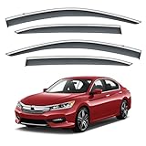Vesul Updated Side Window Visor Rain Sun Wind Deflectors Guard Vent Shade Smoke Gray Fits on Honda Accord 2013 2014 2015 2016 2017