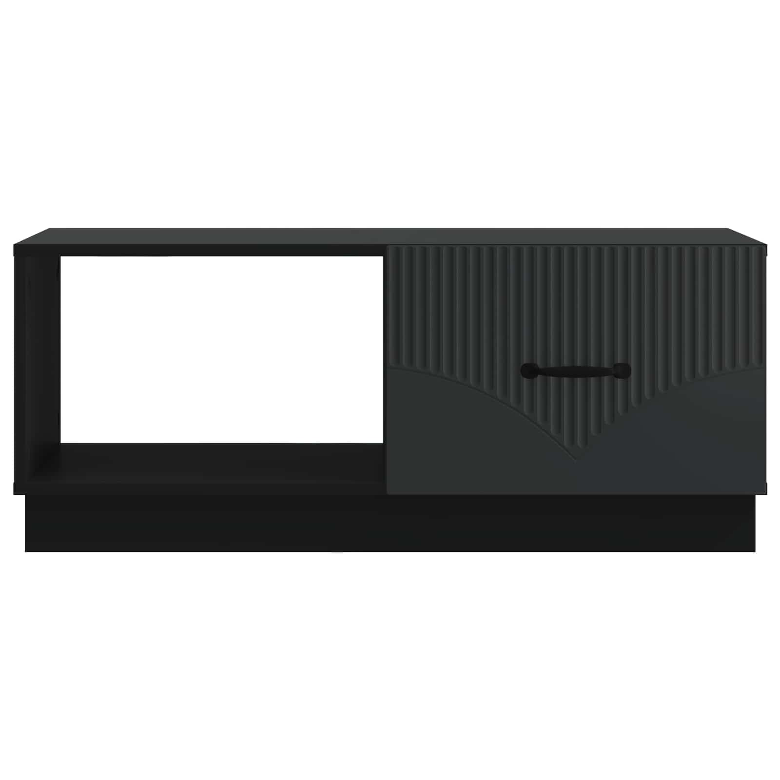 Tavolino da salotto nero, 90 x 50 x 37 cm, in legno con vano portaoggetti | Elegante tavolino da salotto con 2 ante oscillanti e ampio spazio per il vostro soggiorno o ufficio.