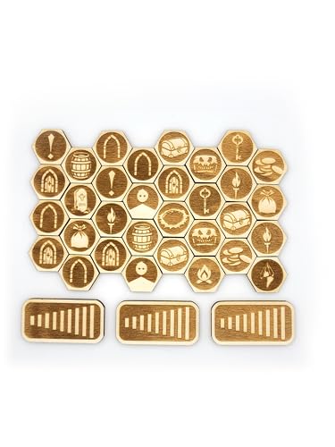 Printable Adventure Token DND Item de madera grabado con láser, 35 marcadores de batalla para objetos y acciones – Dungeons and Dragons Boardgame Accesorios