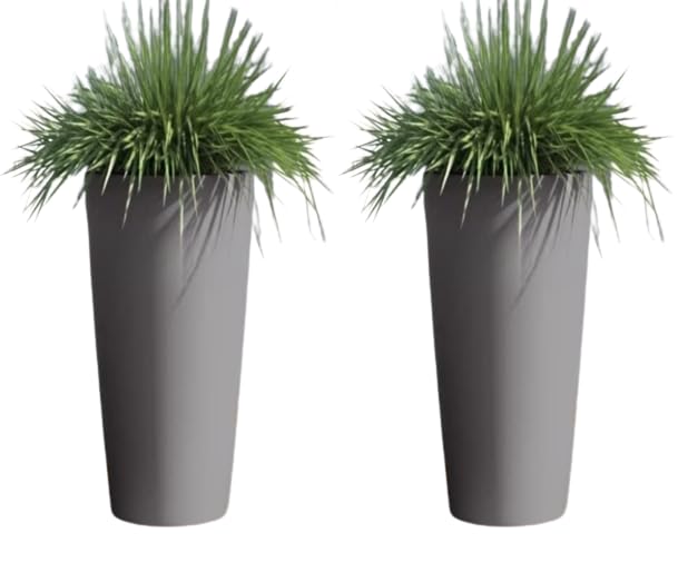 Lavish Craft Set of 2 Plant Store Metal Tall Planters for Outdoor and Indoor Use - 20 inch Modern Flower Pots for Balcony, Deck, Garden, and Patio (Grey) (B0C7Y8QM5G) Amazon Price History, Amazon Price Tracker