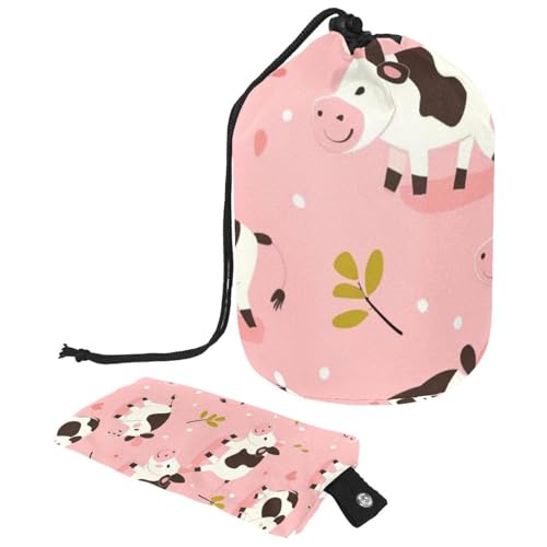 Borsa cosmetica da viaggio a secchiello da con grande capacità morbida impermeabile portatile con coulisse piccola mucca divertente 2 pezzi Piccola