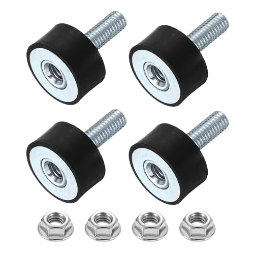 uxcell - uxcell M6 Rubber Mounts, 4Pcs 20x10mm(DxH) Rubber Cylindrical Anti Vibration Isolator Shock Absorber with Lock Nut for Car Bobbin Generator Air Compressors