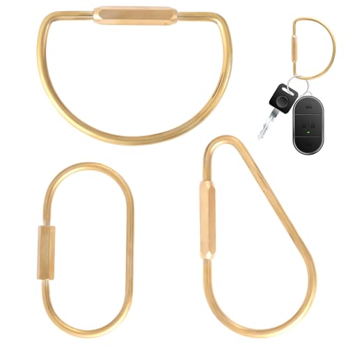 Image of BOXOB 3pcs Brass Screw Lock Keychain, Heavy Duty Car Key Organizer Gold Carabiner Keychain Clip Simple Style Brass Key Rings Holder for Men Women Keys Handbags Purse Bag Charms