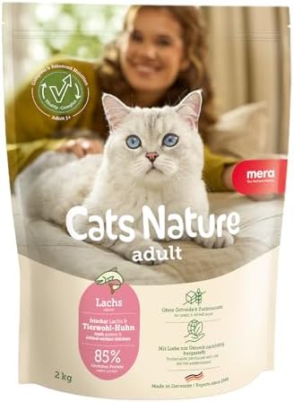MERA Cats Nature Lachs 2kg Katzenfutter trocken ohne Zucker & Getreide | Hochwertige Rezeptur mit hohem Fleischanteil - Alleinfuttermittel, magenschonend, leicht verdaulich, Famili