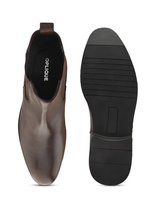 Image of Men's Genuine Leather Chelsea Boots I Premium Comfortable Slip-On Ankle Boots I Cushioned insole I Anti slip sole I Durable Stylish Leather Boots for Office & Daily Use