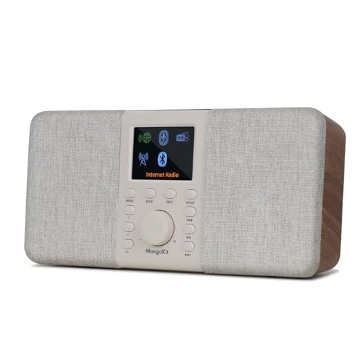 MangoKit SR20 Stereo Smart Internet Radio with WiFi,Podcast Player, Bluetooth Speaker,Portable FM Radio,Mains and Battery Powered Radio,Color Display,Dual Alarms, Presets,App Control-Walnut