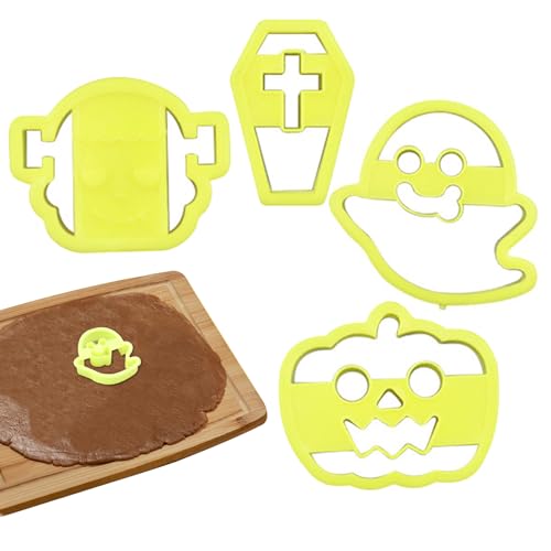 Cutters - Juego de sellos de dibujos animados para Halloween, molde de galletas para sándwiches para decoración de pasteles, fondant, chocolate