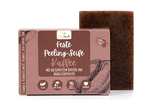 Ecoherb feste Peeling-Seife Kaffee | Handgemachte Seife für Haut und Haare mit Kaffeeöl und Arabica Kaffeepulver | Mit Vitamin E und Beta-Carotin | Vegan, palmölfrei und tierversuchsfrei | 100g Cover