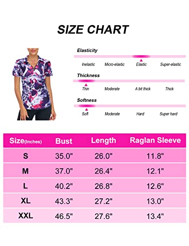 Luranee Golf Outfits For Women,Ladies Sun Protection Clothing Short Sleeve 1/4 Zip Up V Neck Tennis Tops Fast Dry Lightweight Athletic Clothes Tie Dye Xx-Large #TOP5
