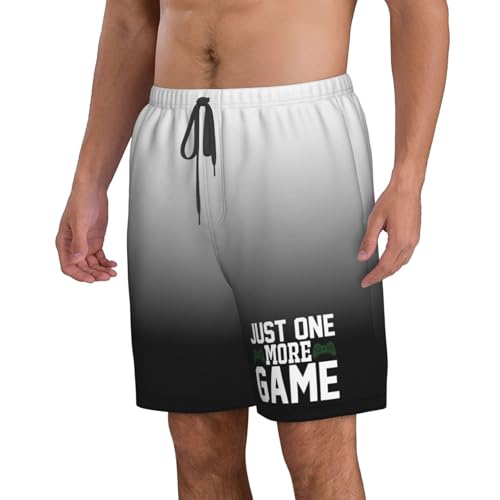 Gaming Just One More Game Men's Casual Board Shorts - Elastic Waist Drawstring Swim Trunks Swimwear Bathing Suits,2