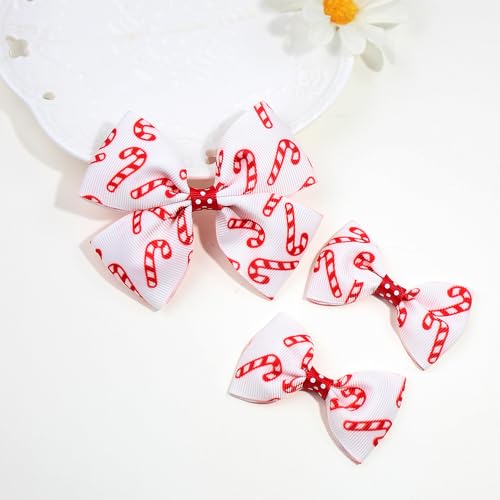 Pinzas para el cabello con diseño de bastón de caramelo de Navidad, lazos con clip de aligátor para niñas, adolescentes, bebés y mujeres miniatura 1