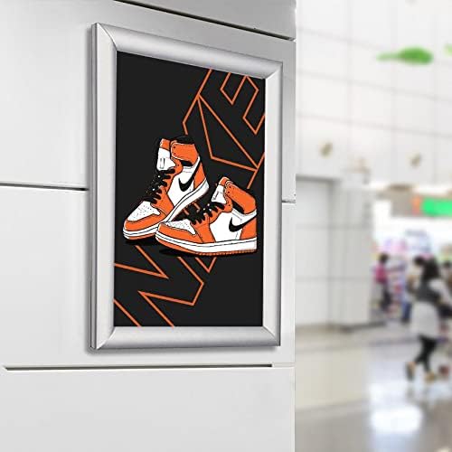 Street Art Jordan 1 Orange Nike Air Shop Sign Logo Sport Fashion Trainer Sneaker Print Poster Wall Picture A4 +, 8.3 x 11.7 inches