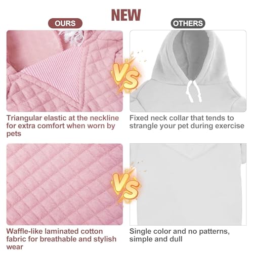 Image of BEAUTYZOO Small Dog Hoodie Sweater with Pockets, Dog Clothes for Small Medium Dogs Boy Girl, Waffle-like Laminated Cotton Pet Coats with Hat and Leash Hole, All Weather Coat for Puppy Doggie Chihuahua | Warm Dog Sweatshirt with Pocket & Leash Hole,Pullover Clothes for Girl Boy Dogs & Cats,Stretchy & Easy‑On‑Off,Chihuahua Puppy
