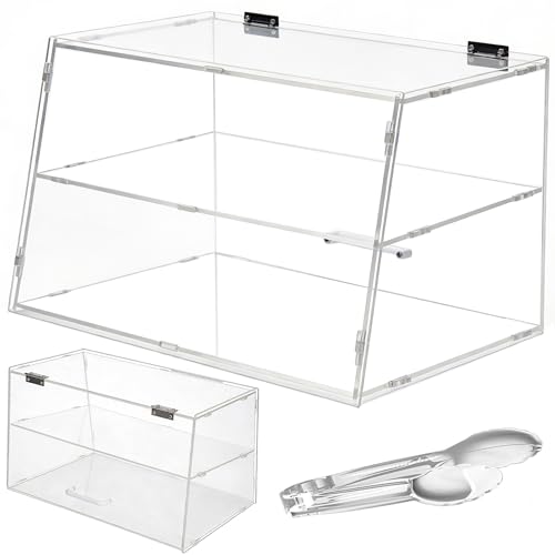 Acryvic Vitrine de boulangerie à 2 étages avec porte arrière relevable, présentoir à pâtisserie, comptoir de cuisine, vitrine en acrylique transparent,...