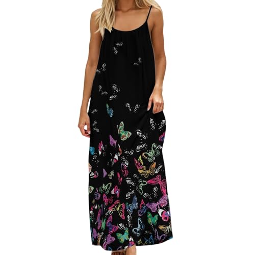 Image of HTHLVMD Backless Cami Dress Summer Dresses for Women 2026 Spaghetti Strap Dresses Womens Solid Color Backless Cami Dress